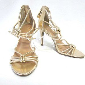 Womans Size 7.5 Gold High Heels Shoes Formal 7 1/2
